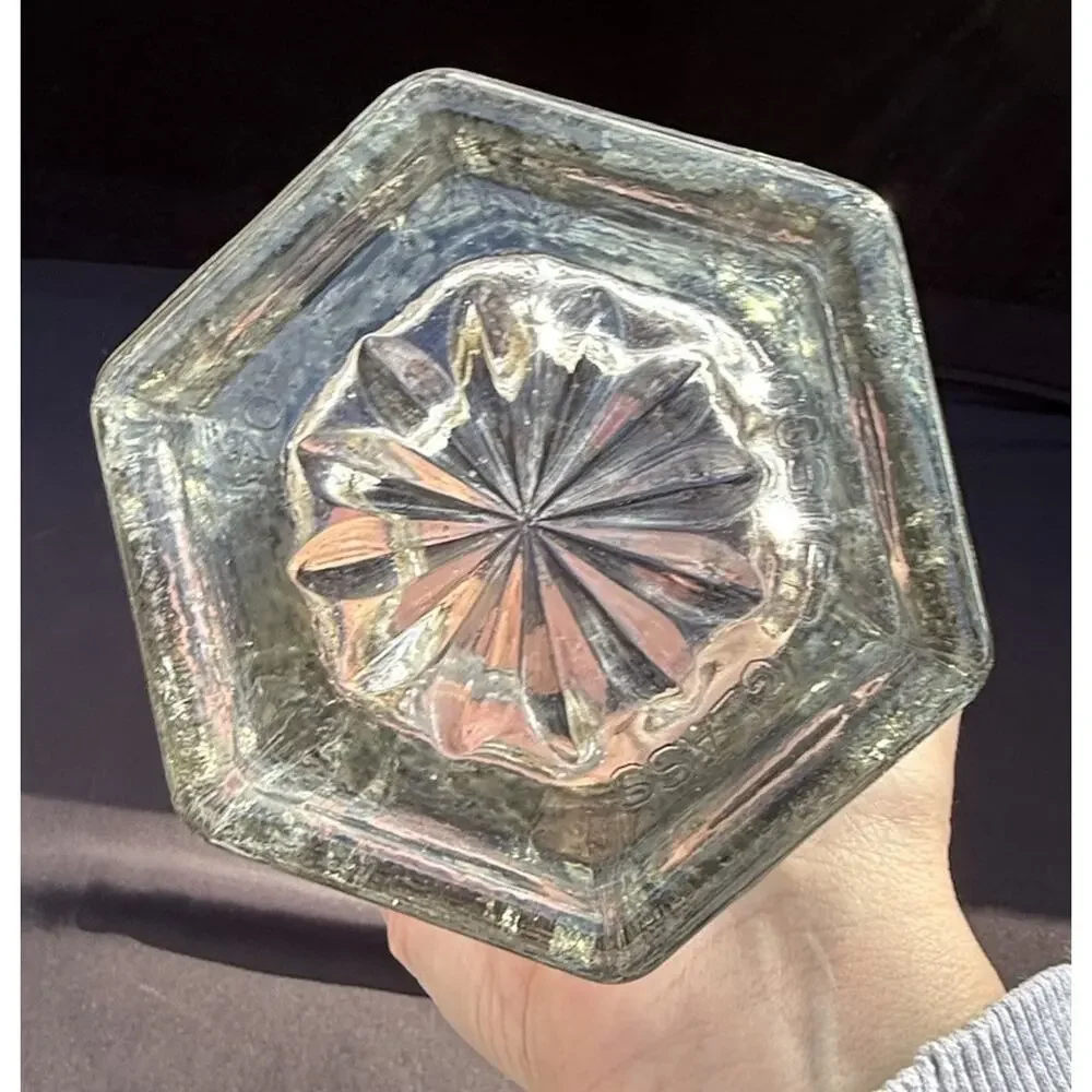 Hoosier Indiana Glass Hexagon 4041 Flower Vase Clear Large Durable -2/4
